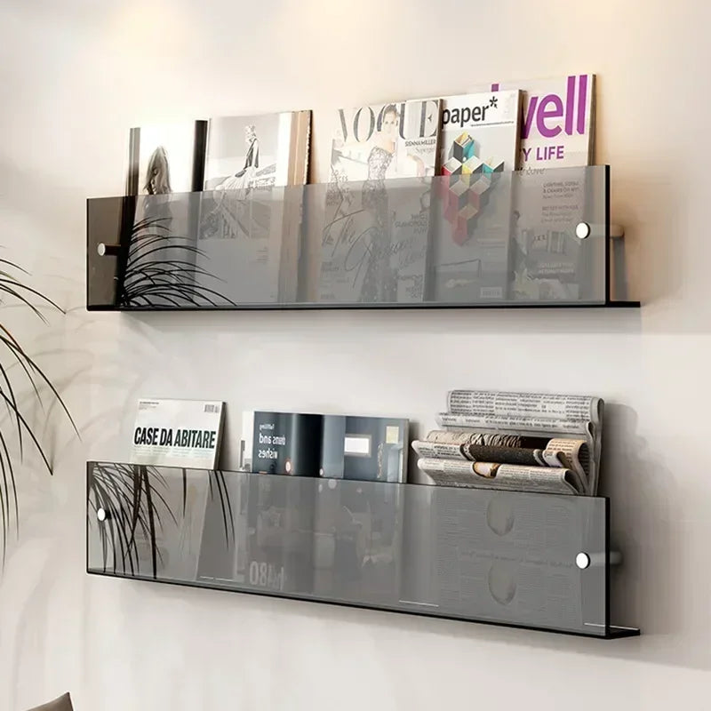 support mural en acrylique transparent pour magazines et livres