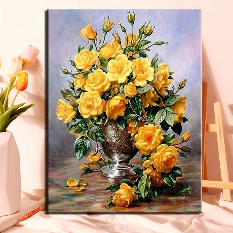 kit de peinture par numéros fleurs pour adultes décorations artisanales