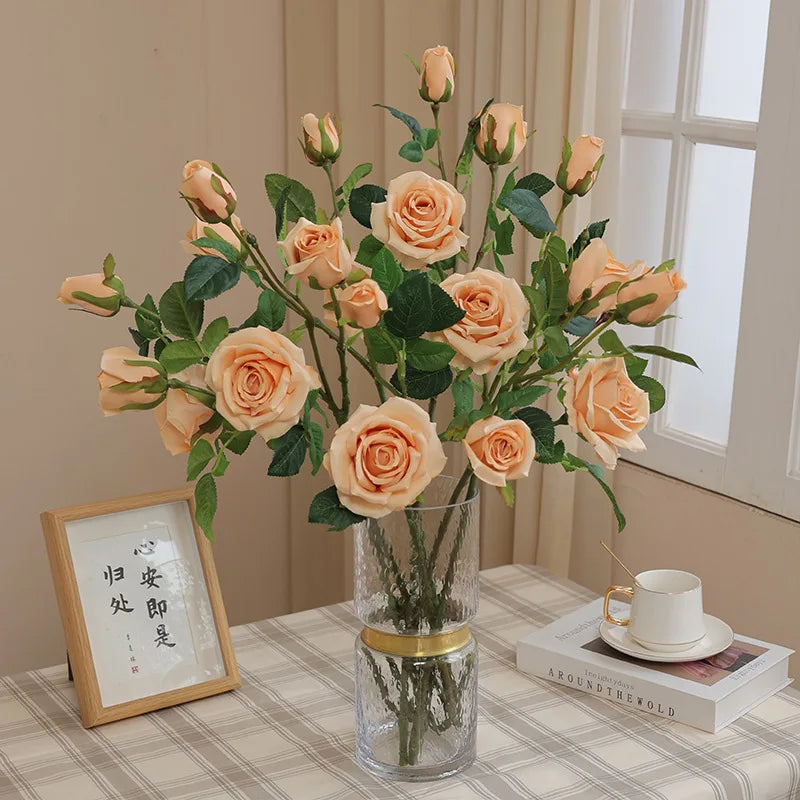 3 têtes de roses artificielles pour décoration de mariage et chambre - vue 4 sur 10