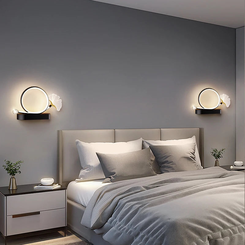 applique murale led tricolore protection yeux design feuille ginkgo - vue 6 sur 12