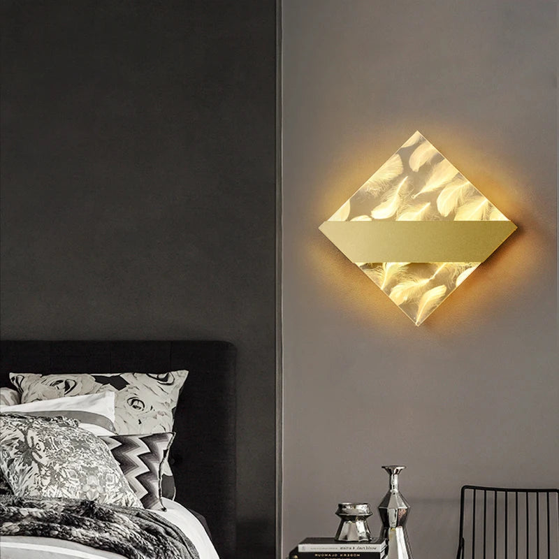 Applique murale Led en plumes de luxe