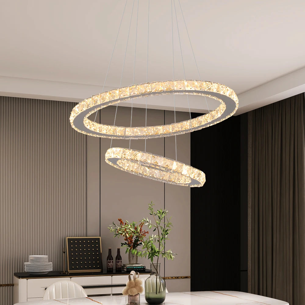 lustre moderne en cristal luxueux luminaires décoratifs d'éclairage - vue 5 sur 9