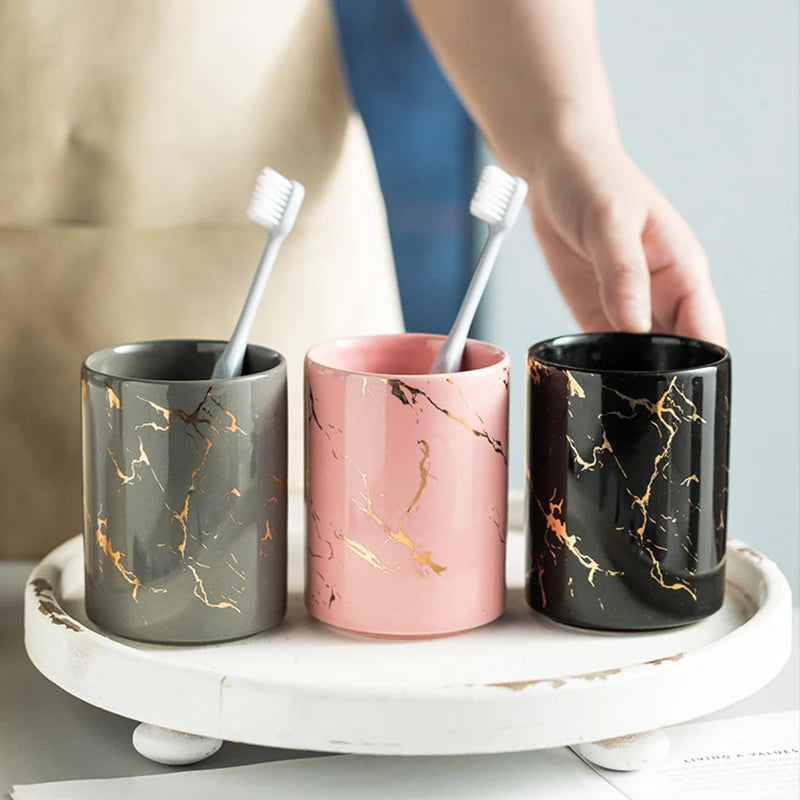 tasse créative en céramique pour brosse à dents et bain de bouche - vue 11 sur 16