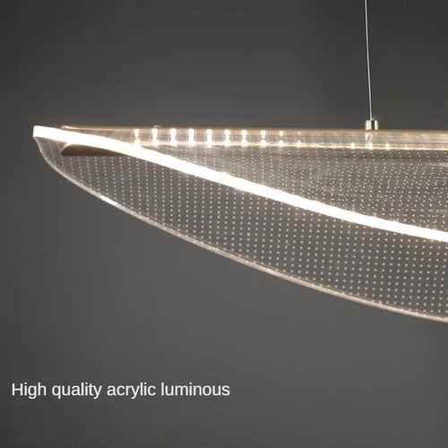suspension moderne en fer incurvé avec éclairage led créatif
