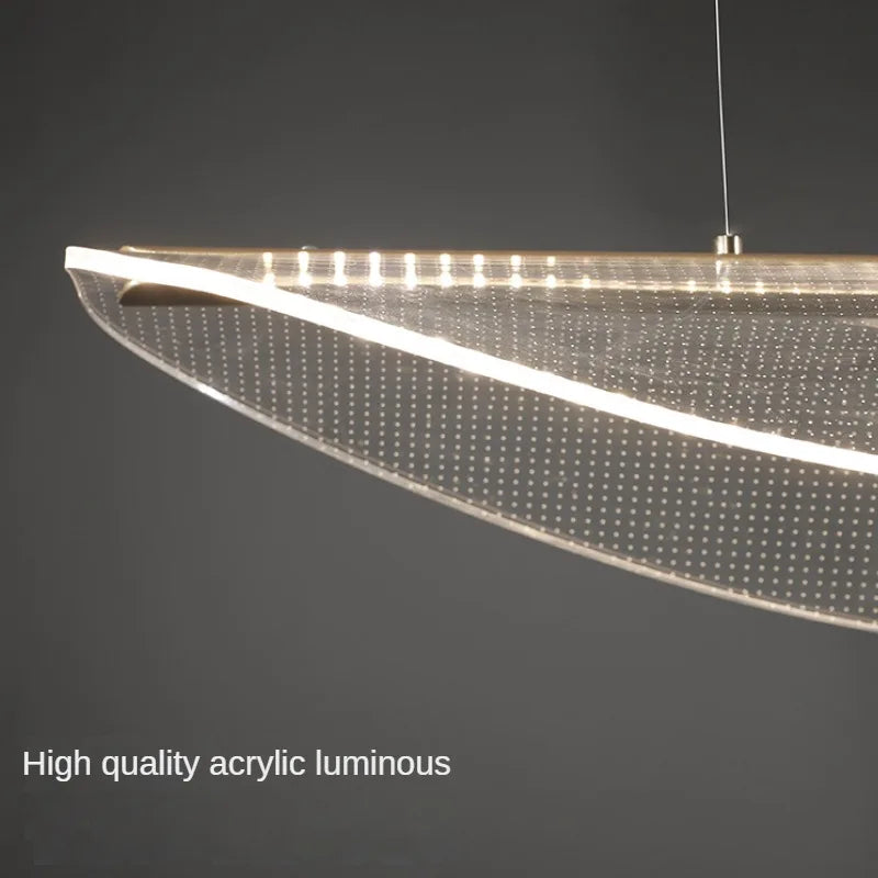 suspension moderne en fer incurvé avec éclairage led créatif - vue 6 sur 8