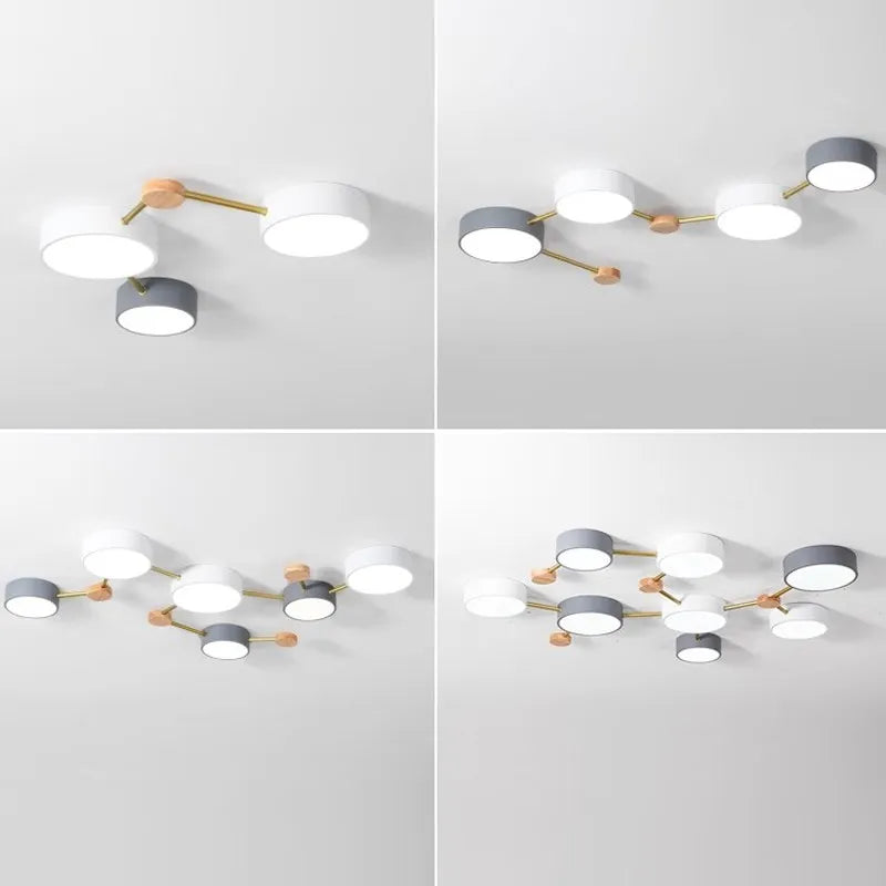 lustre led en bois nordique simple et créatif - vue 4 sur 10