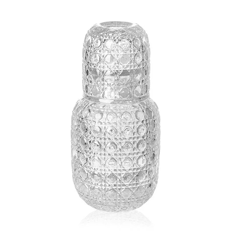Carafe de chevet et verre style vintage relief
