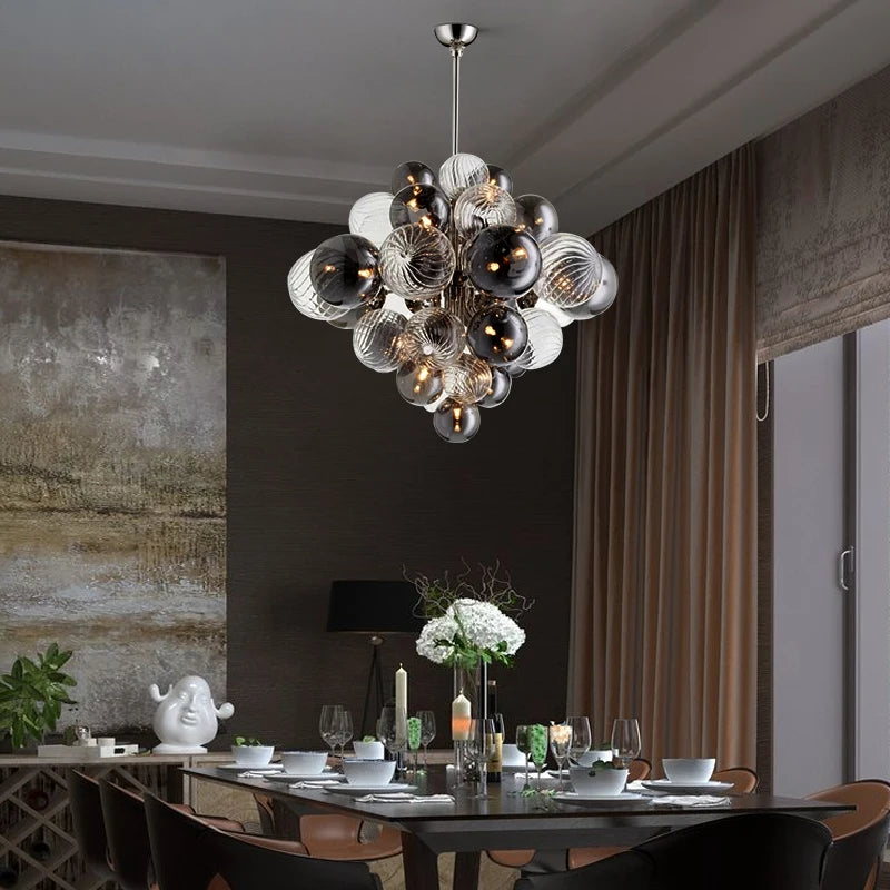 lustre nordique créatif en fer et bulles de verre luxueux - vue 5 sur 10