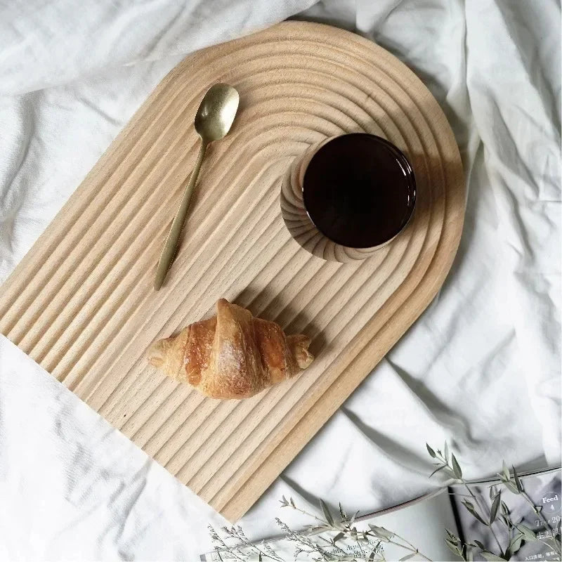 plateau décoratif en bois pour servir collations et desserts - vue 4 sur 8