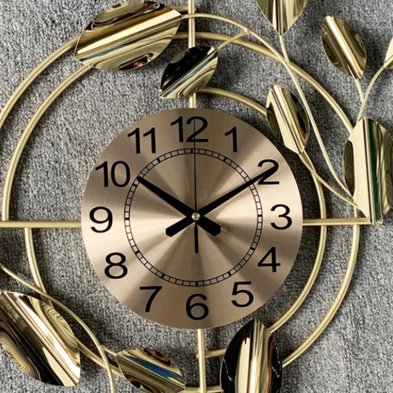 horloge murale en métal doré design nordique luxe silencieuse à balayage - vue 7 sur 7