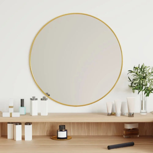 miroir mural rond doré pour décoration intérieure élégante - vue 2 sur 7