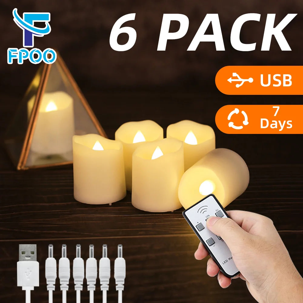 bougies led sans flamme avec minuterie rechargeable et télécommande - vue 2 sur 7