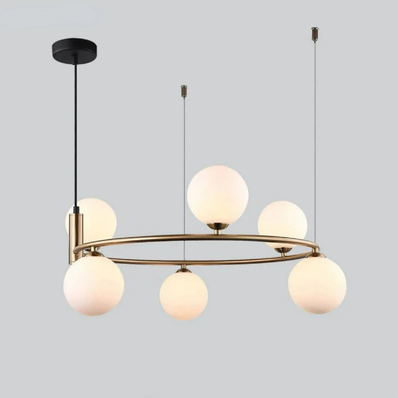 Lustre boule de verre blanc - vue 2 sur 13