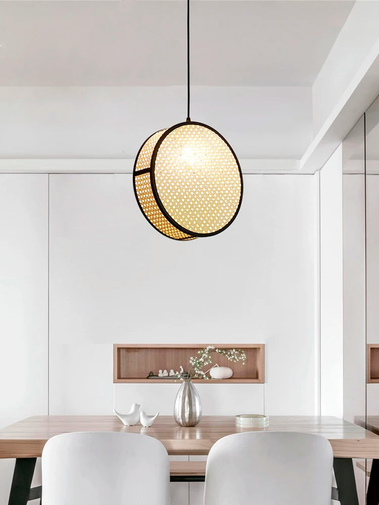 lustre créatif en rotin tissé pour décoration intérieure élégante - vue 2 sur 9