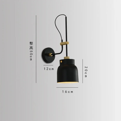 Industrielle LED-Wandleuchte mit verstellbarem Arm für nächtliches Lesen