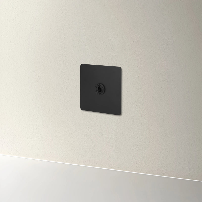 Interrupteur simple 1 voie intermédiaire switch en acier noir mat bords arrondis