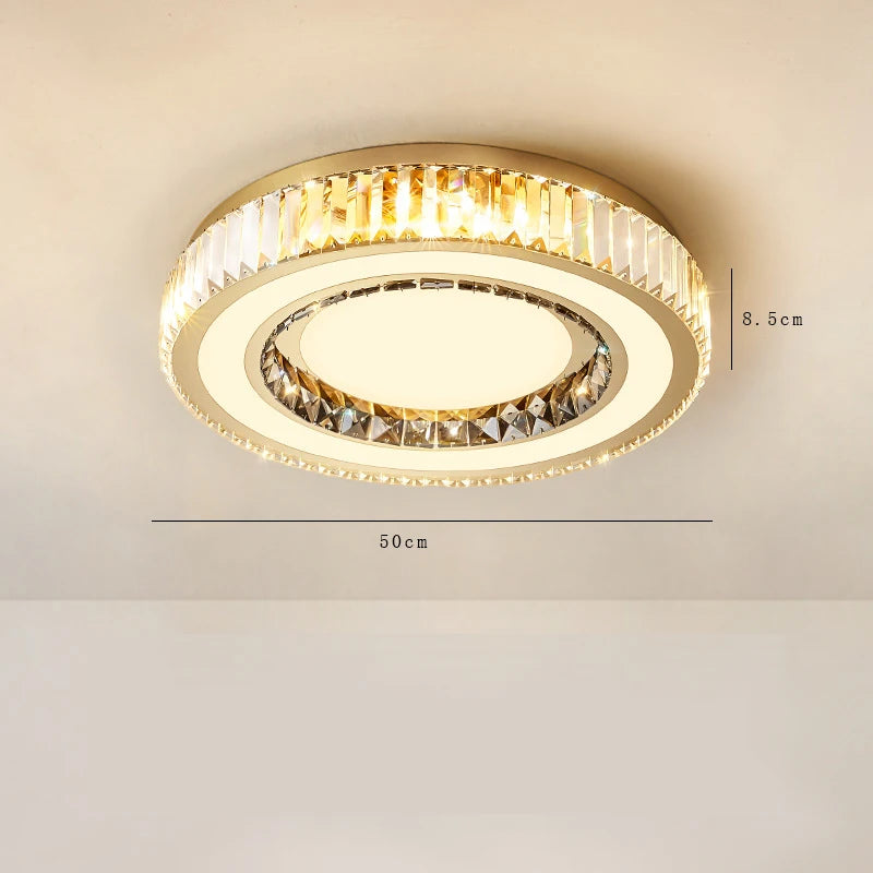 lustre de luxe moderne en verre de cristal led rond