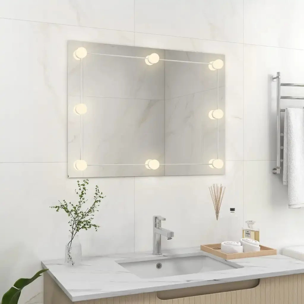 Frameless Wall Mirror with Glass Rectangular LED Lamps, Home Decoration Wall Wall Decoration Living Room Decoration - vue 3 sur 7