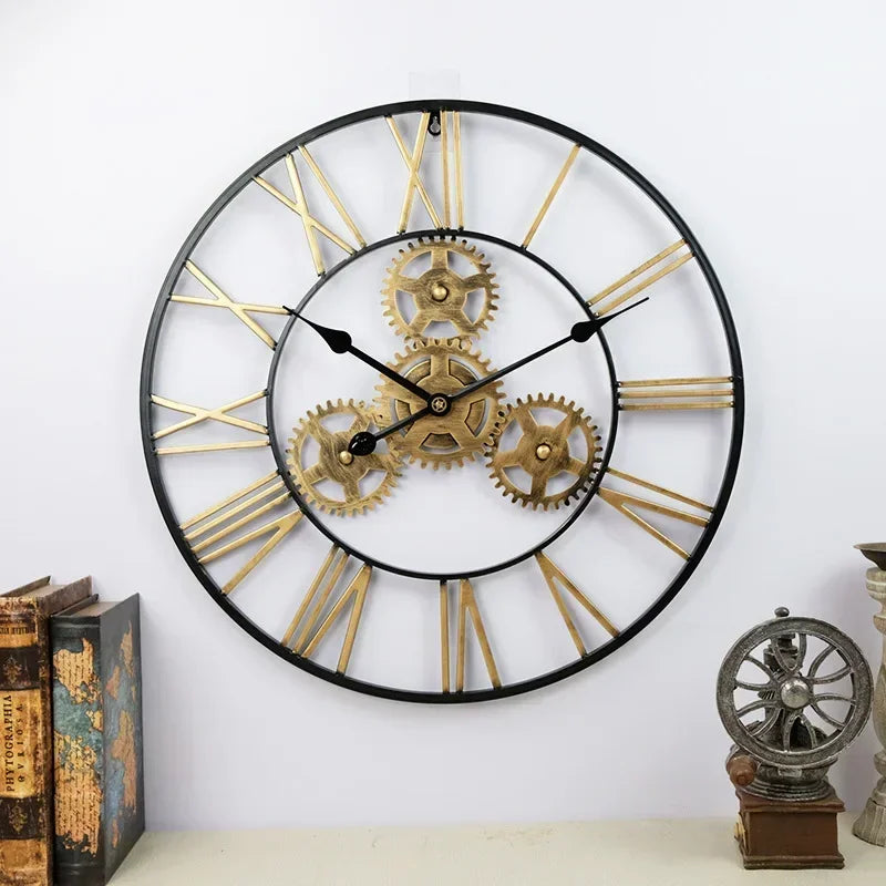 horloge murale rétro en fer design vintage fait main pour décoration