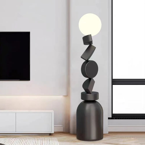lampadaire design rond en verre pour décoration moderne - vue 2 sur 12