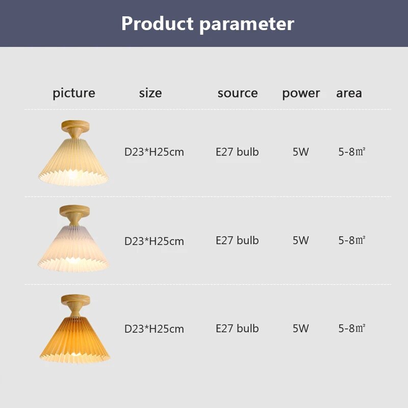 Moderne LED-Deckenleuchte aus Holz und plissiertem Stoff - vue 4 sur 11