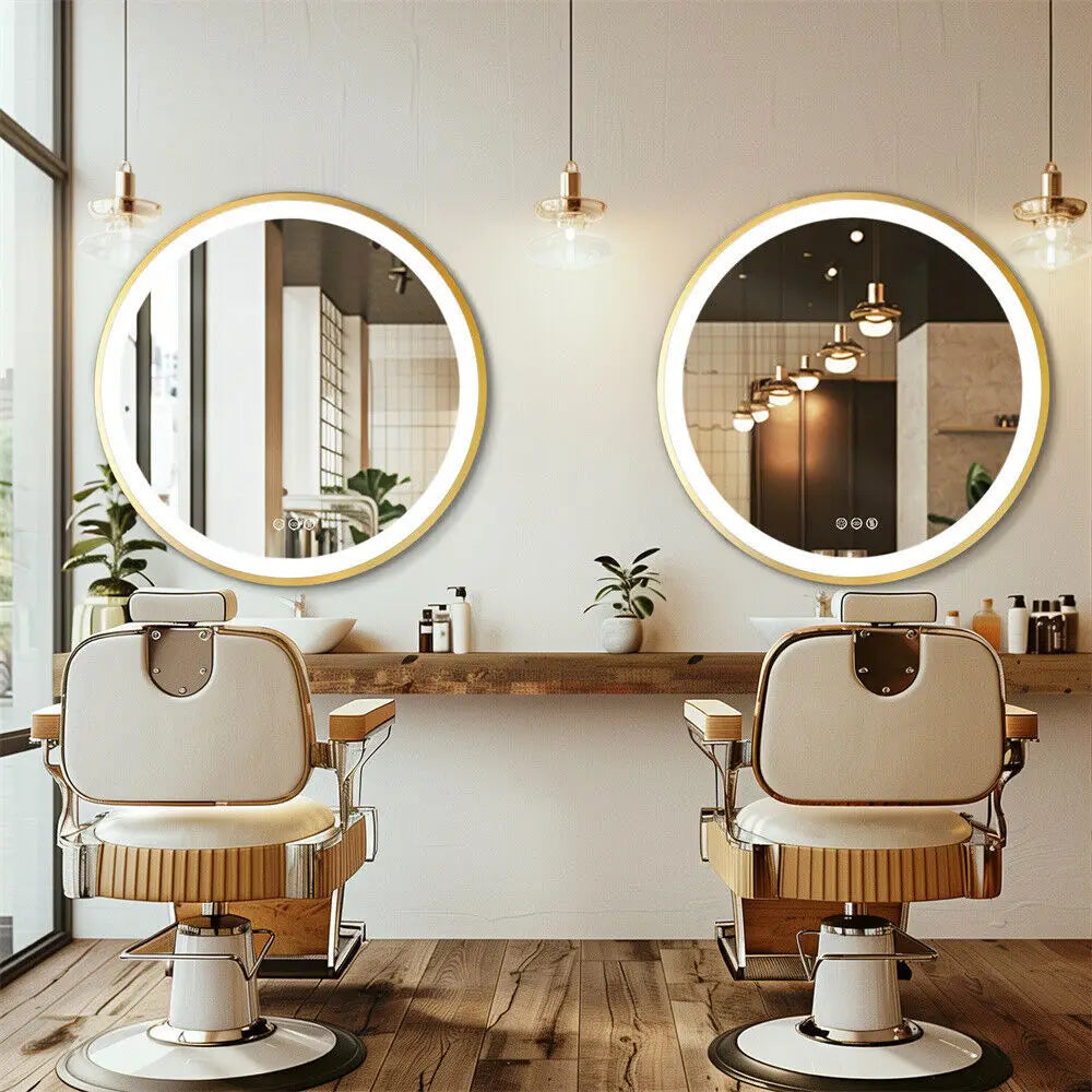 miroir rond éclairé avec cadre en aluminium et fonction mémoire - vue 4 sur 8