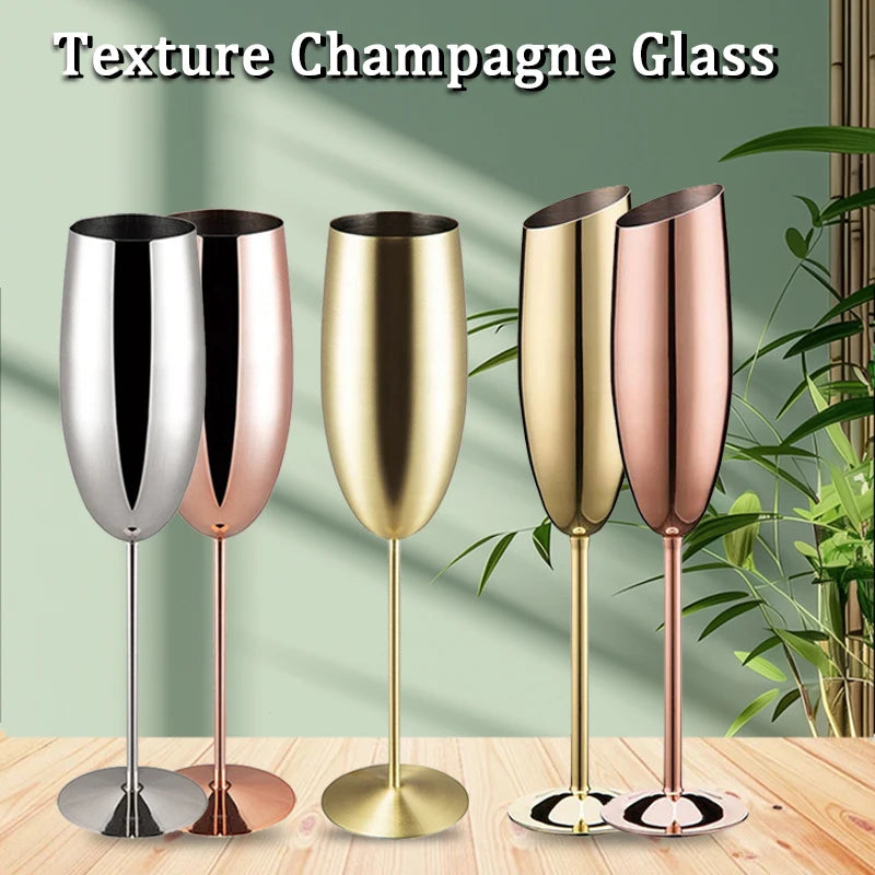 Verre champagne acier inoxydable texturé style coupe fête - vue 3 sur 7
