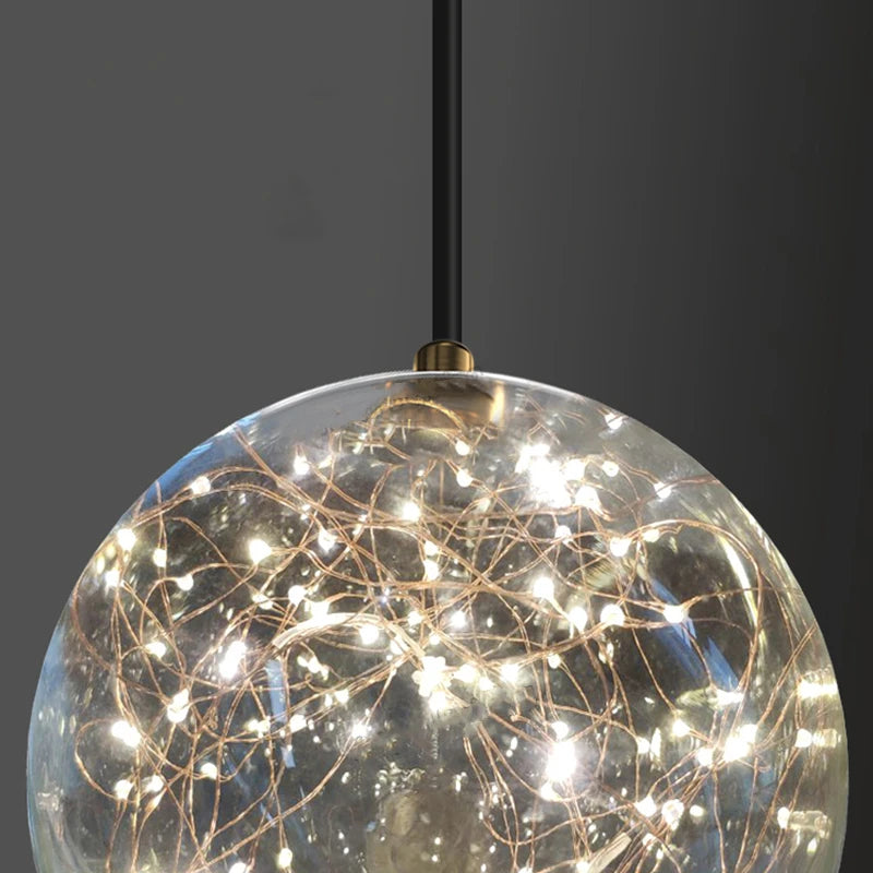 suspension LED en verre transparent design moderne réglable en hauteur - vue 6 sur 11