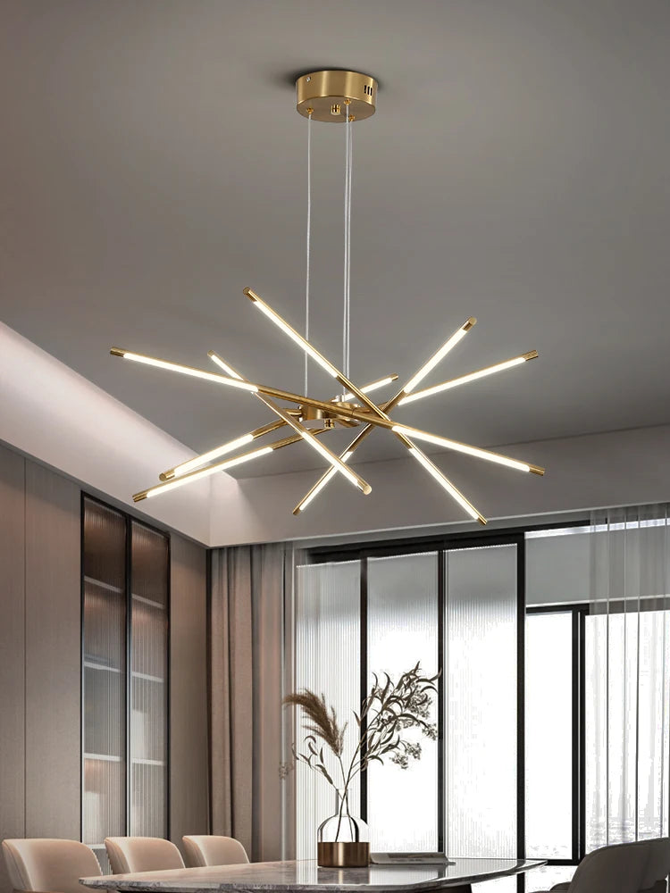 lustre à géométrie nordique pour restaurant avec luminaires à intensité variable - vue 4 sur 14
