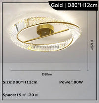 Moderne dimmbare LED-Deckenleuchte mit Kristallringen