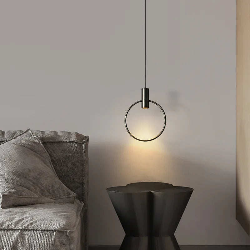 lustre minimaliste en laiton à 3 anneaux avec gradation variable - vue 3 sur 8