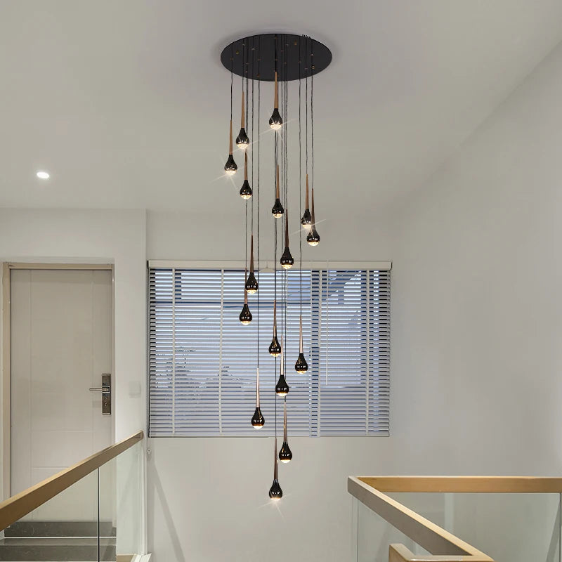 lustre long nordique moderne creux idéal pour loft hôtel appartement - vue 4 sur 16