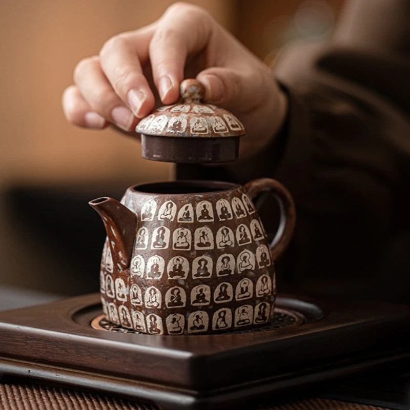 Service à thé gongfu céramique dunhuang mille bouddhas - vue 2 sur 6