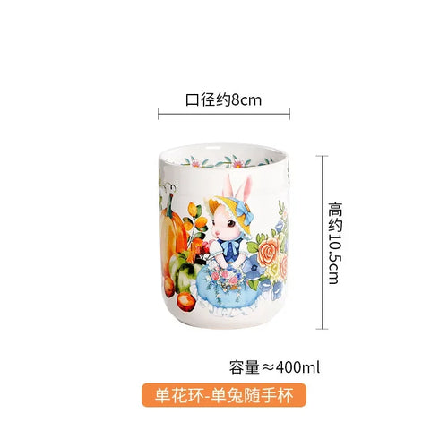 Assiette ceramique motif citrouille lapin style jardin