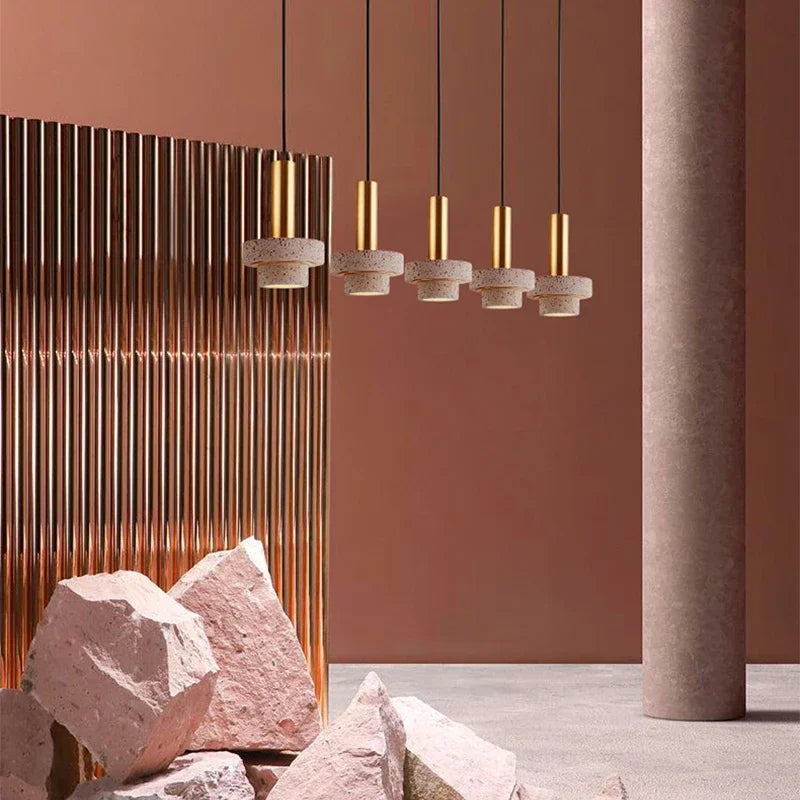 suspension nordique en marbre avec éclairage led moderne - vue 10 sur 9