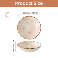 Assiettes creuses céramique japonais rétro motif floral 19cm