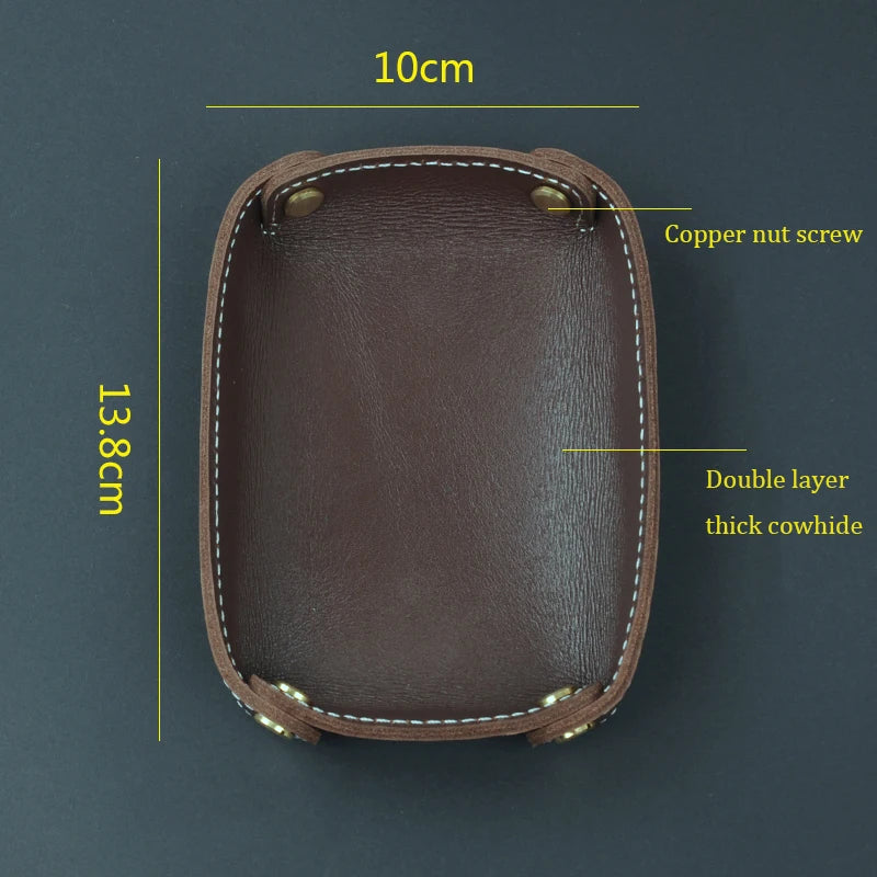 plateau de rangement en cuir véritable pour divers objets - vue 5 sur 13