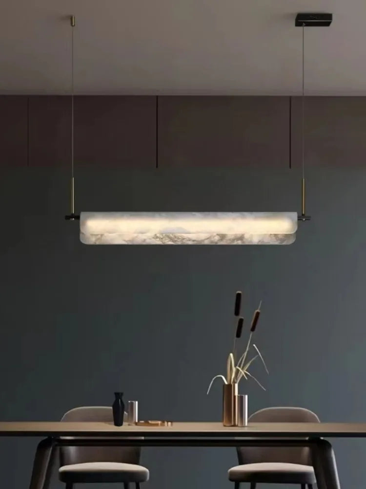 lustre en marbre naturel espagnol et cuivre pour décoration moderne - vue 4 sur 12