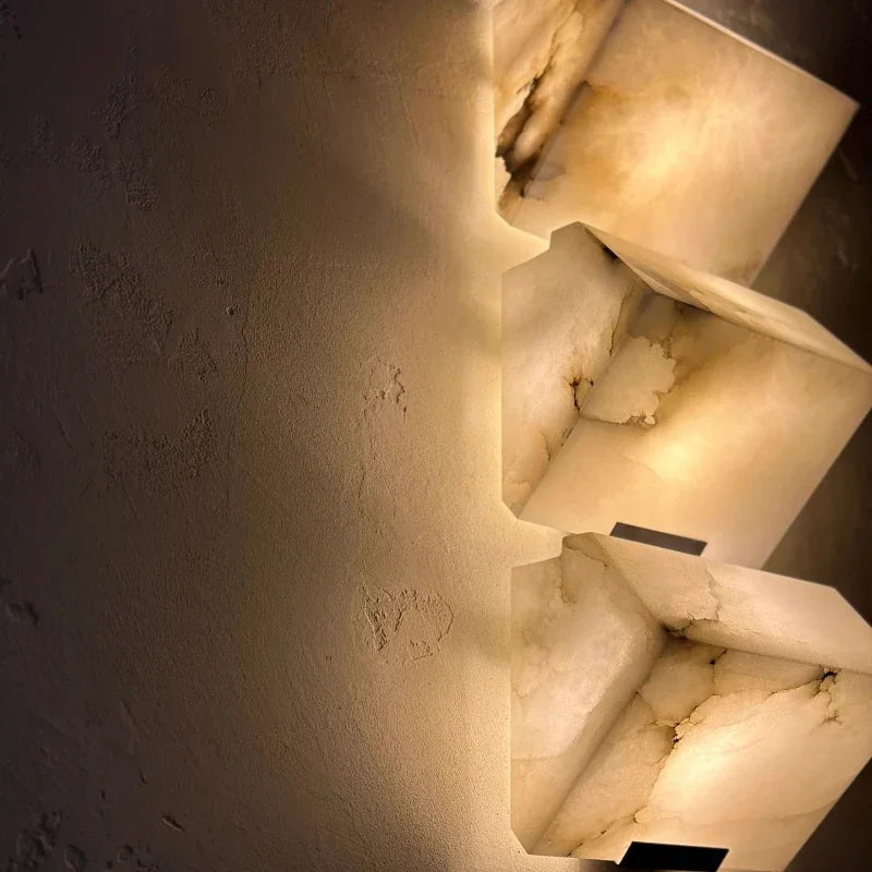 applique murale moderne en marbre avec lumières led - vue 6 sur 9