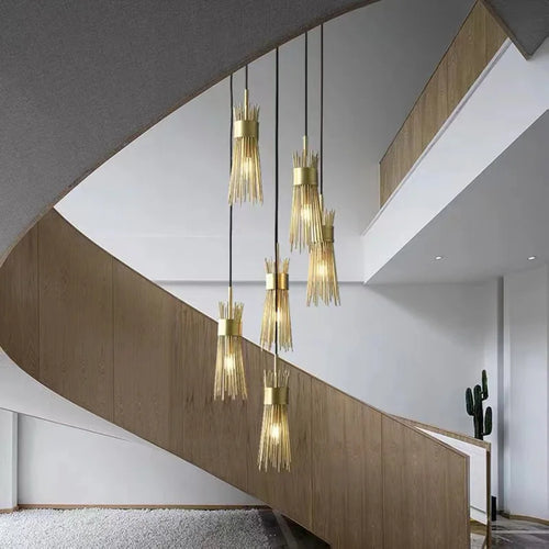lustre en cuivre plein led créatif suspendu pour décoration maison