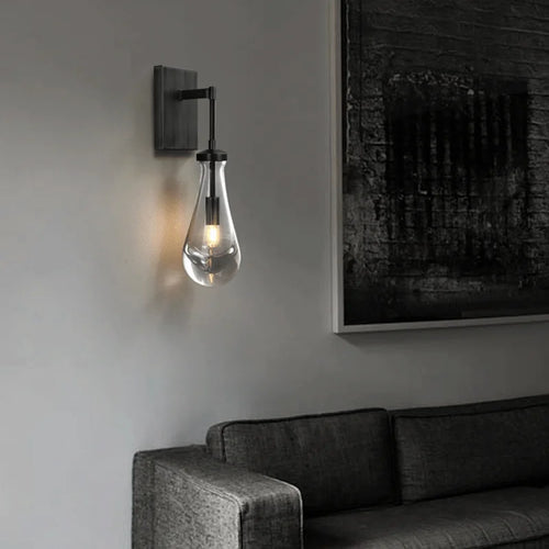 Minimalistische luxuriöse Wandleuchte aus Glas und Kupfer LED 2023 - vue 5 sur 8