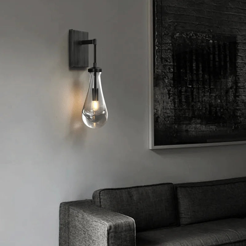 Minimalistische luxuriöse Wandleuchte aus Glas und Kupfer LED 2023 - vue 4 sur 8