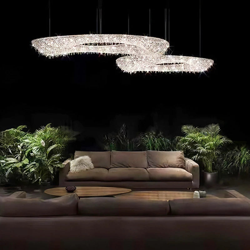 lustre en cristal transparent au design créatif et élégant - vue 4 sur 10