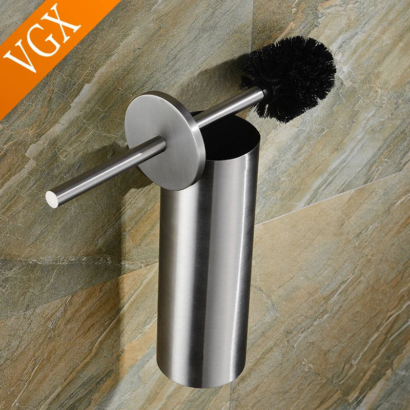 support mural porte-brosse de toilette en acier inoxydable brossé - vue 7 sur 7
