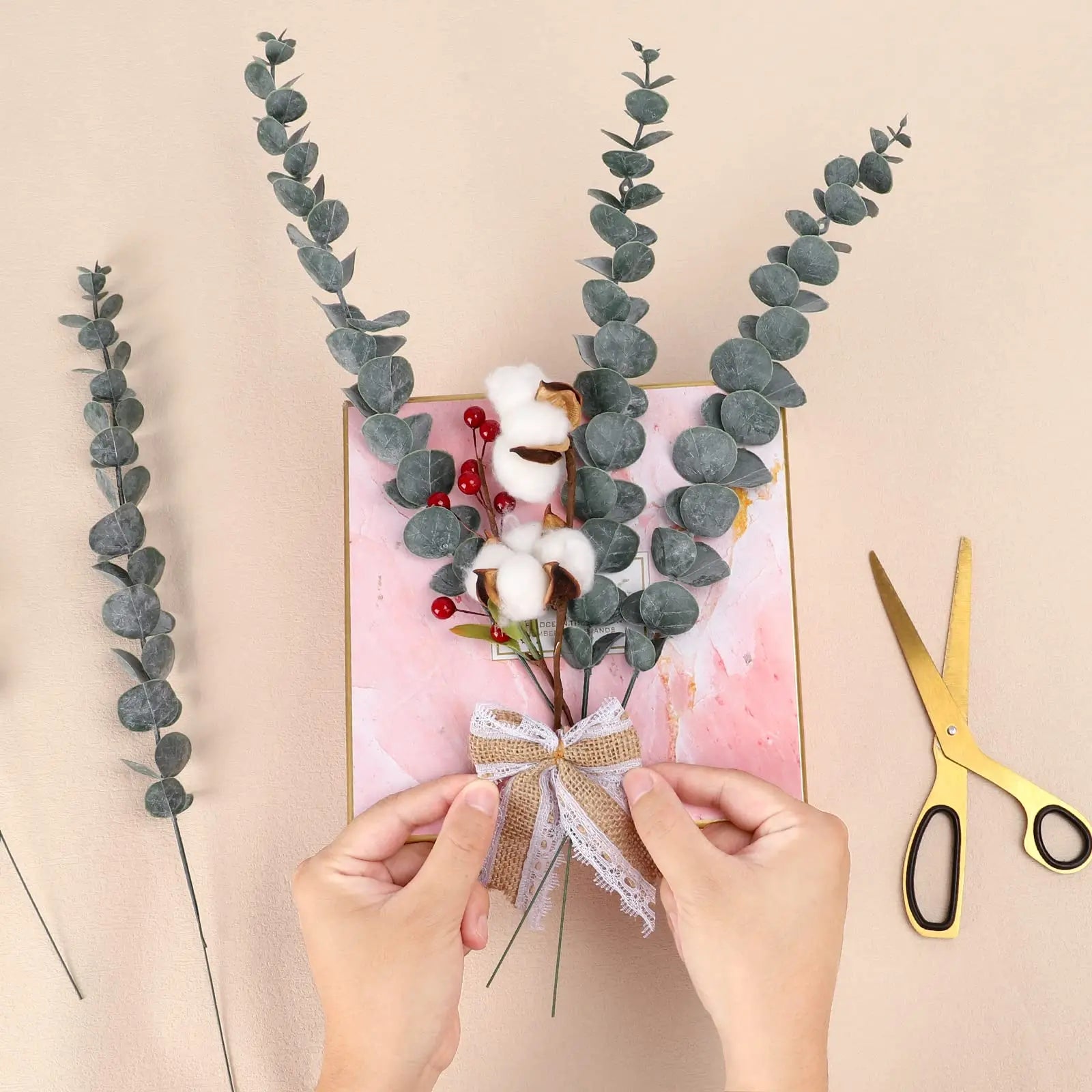 lot de 20 tiges d eucalyptus artificielles pour décorations festives - vue 6 sur 8