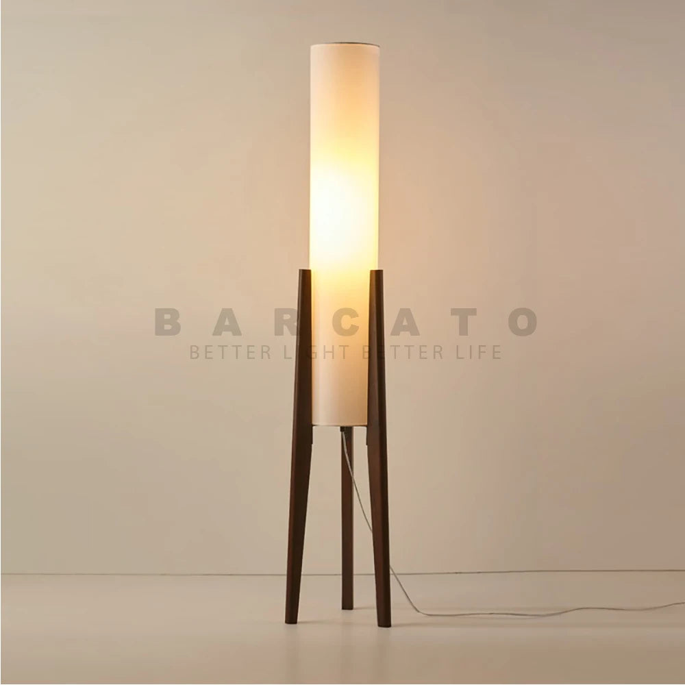 lampadaire japonais rétro bois massif wabi-sabi - vue 3 sur 8