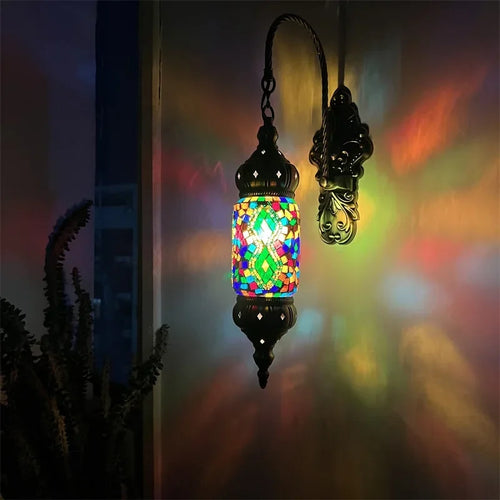 Mediterrane Wandleuchten im Boho-Retro-Mosaikstil mit LED - vue 3 sur 11