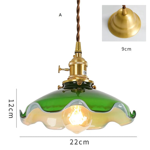 Vintage Pendelleuchte aus Kupfer mit Glasschalter - vue 11 sur 12