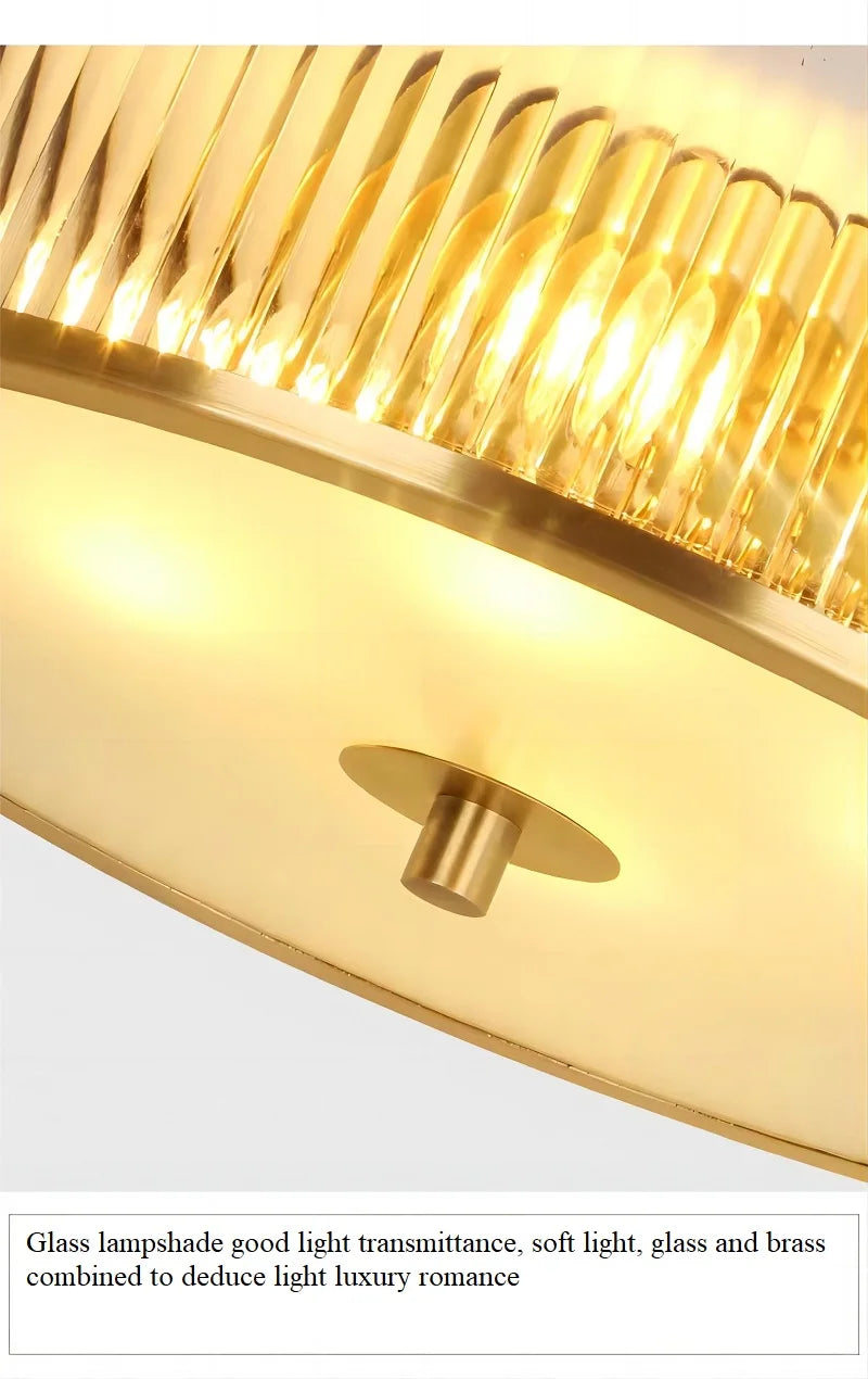 plafonnier led cuivre cristal décoratif intérieur - vue 6 sur 8