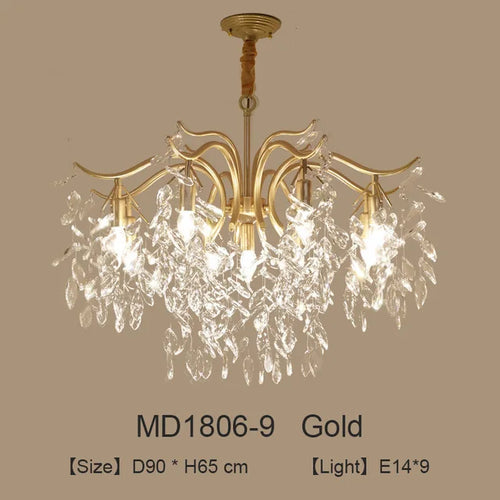 Nordischer LED-Kronleuchter aus Kristall, luxuriöse Dekoration